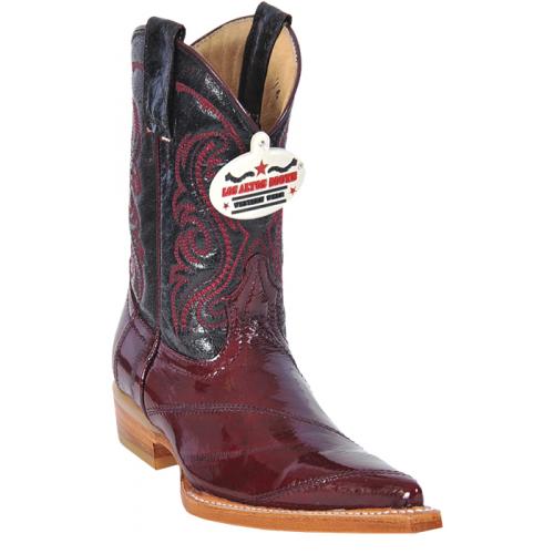 Los Altos Kid's Burgundy Genuine Eel 3X Toe Cowboy Boots 450806